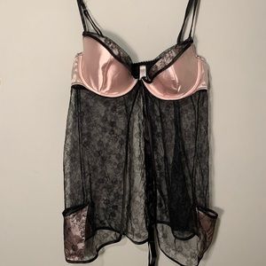 Victoria’s Secret Pink and Black Lace Nightie